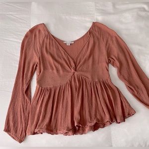 American Eagle Blouse: Medium, Coral Pink
